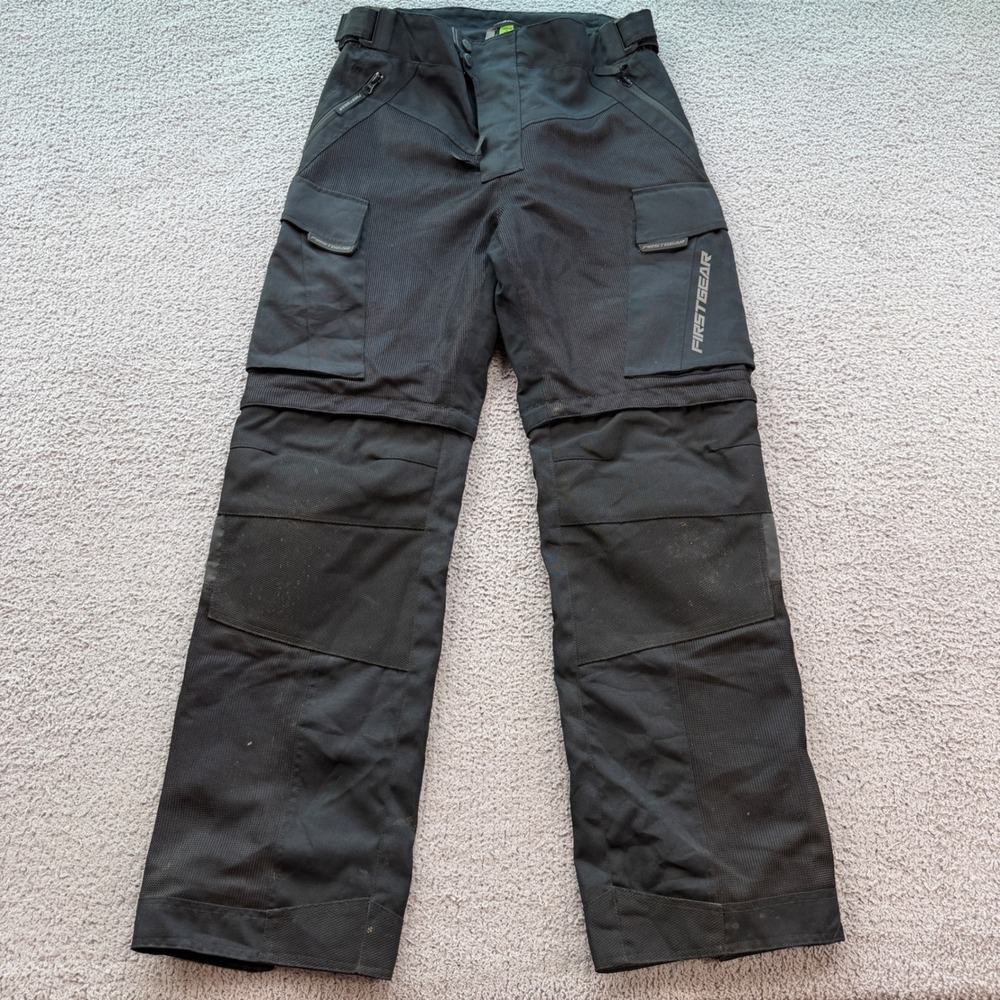 Firstgear Mens Black Mesh Textile Armored Motorcycle Riding Pants Size 36